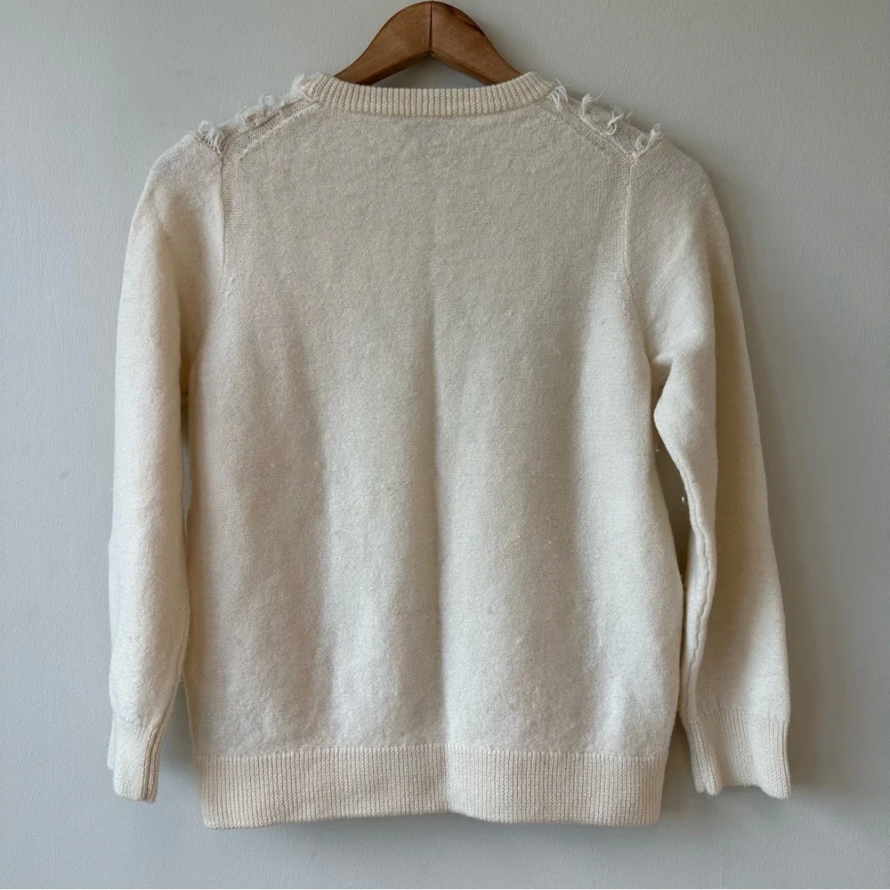 J. Crew 100% Merino Wool Textured Cable Knit Cream Sweater